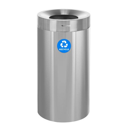 ALPINE INDUSTRIES Trash Can, Stainless Steel Brushed, Stainless Steel/Plastic ALP475-27-R